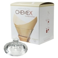 Chemex Glass Coffee Maker Cover and 100 Count Bonded Unbleached Pre-Folded Square Coffee Filters