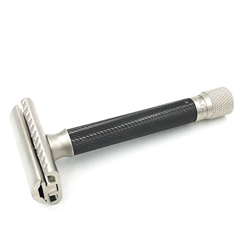 Parker Variant Adjustable Double Edge Safety Razor and 5 Parker Premium Blades - Graphite
