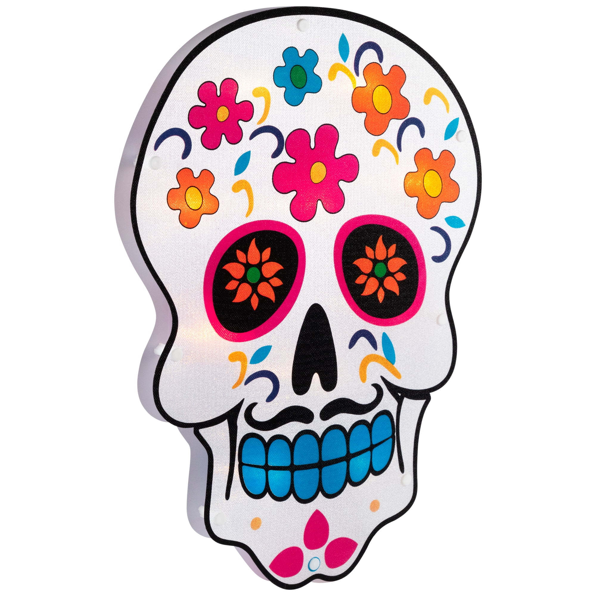 15" Lighted Sugar Skull Halloween Window Silhouette Decoration