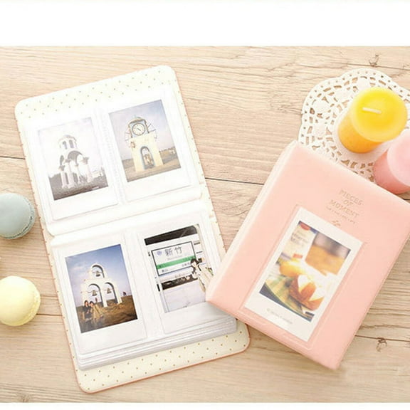 KALLORY PVC and PU Photo Album with 64 Pockets for Storing 3 Inch Photos Pink