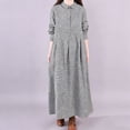 thumbnail image 4 of BRGZLK Women's Plaid Button Dresses Linen Loose Fit Plus Size Trendy Polo Collar Breathable Slimming Thin Plaid Long Sleeve Swing Long Dress Gray XL, 4 of 5