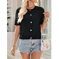 thumbnail image 5 of Women's Summer Cardigan Short Sleeve Cropped Cable Knit Open Front Black L, 5 of 8