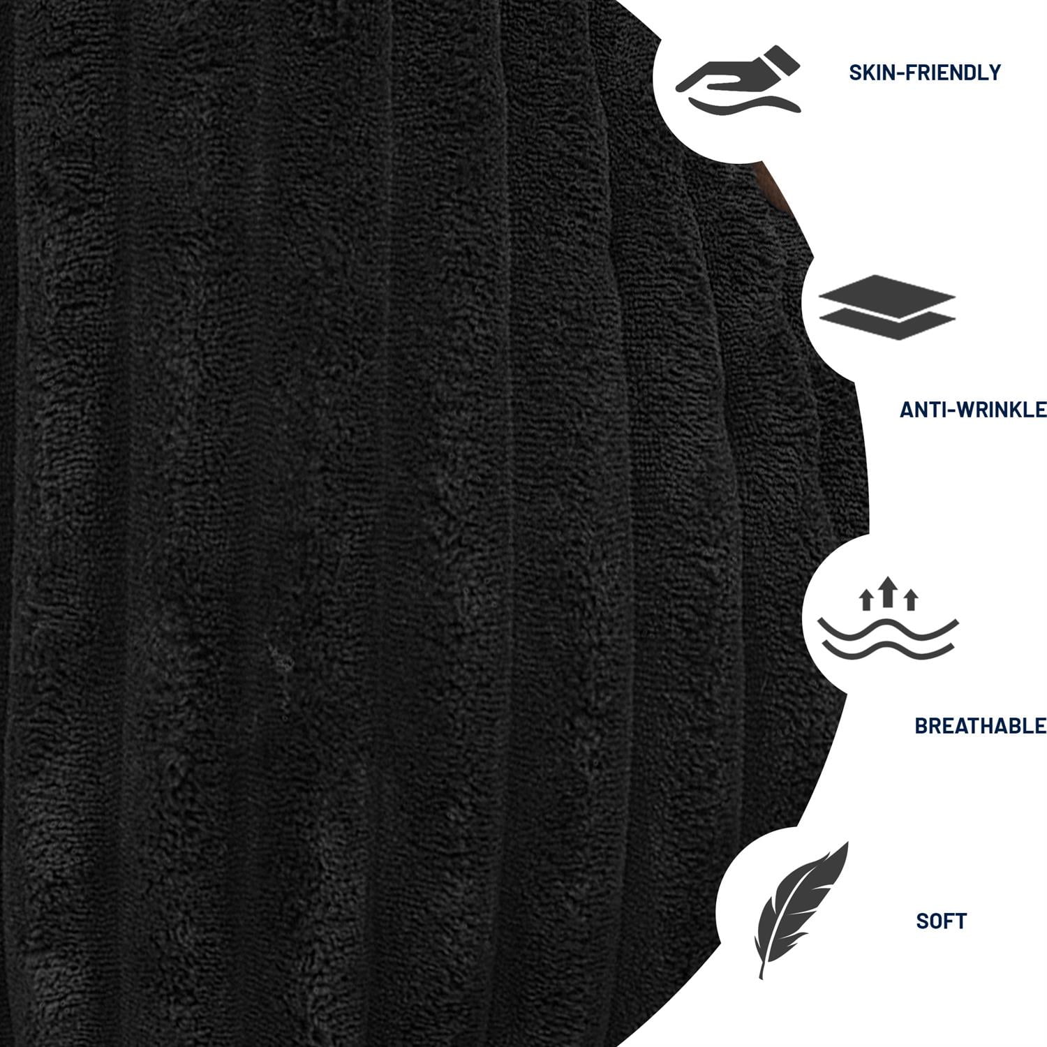 Demi Bonn 130" Modular U-Shaped Sectional Sofa, 4-Seater Chaise Lounge Couch with Reversible Corduroy Fabric for Living Room, Bedroom, Black