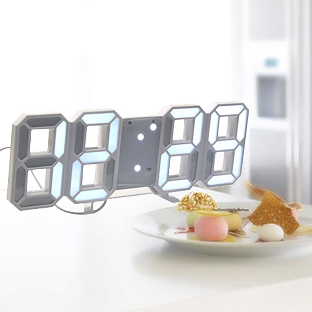 Reloj Electrónico LED 3D ANGGREK digital Con Atenuación Automática Blanca y Temperatura de fecha para cocina