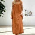 thumbnail image 3 of WULMLEO Womens Cotton Linen Spaghetti Strap Maxi Dresses Trendy Summer Backless Sleeveless Loose Flowy Vacation Dress Orange 2XL, 3 of 9