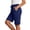 Blue, variant on Women's Shorts, French Terry Bermuda Shorts, Jersey Knit Fleece Shorts, Women's Casual Bermuda Shorts with Pockets
