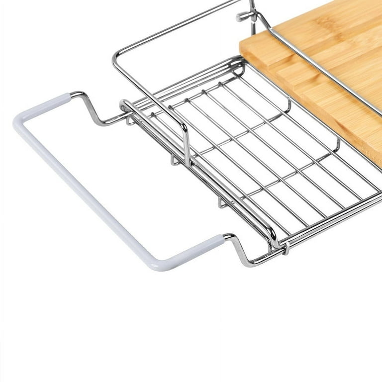 ToiletTree Products Stainless Steel & Bamboo Bathtub Caddy