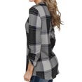 thumbnail image 2 of Plaid Camisas pullover V Masajeadores de cuello manga larga casual color bloque moda Plaid camisa túnica para las mujeres, 2 of 7