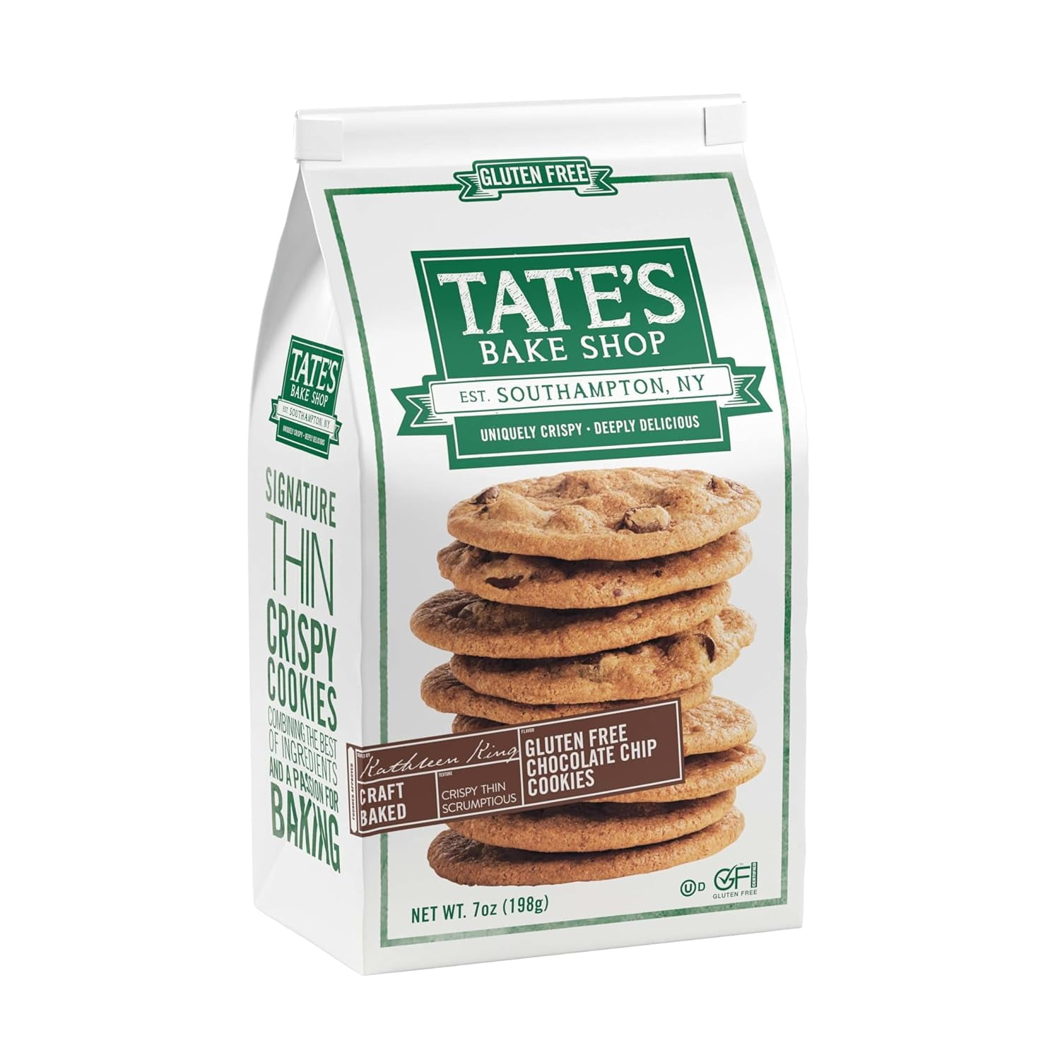 Pack of 6, Tates Gluten Free Chocolate Chip Cookies, 7 oz