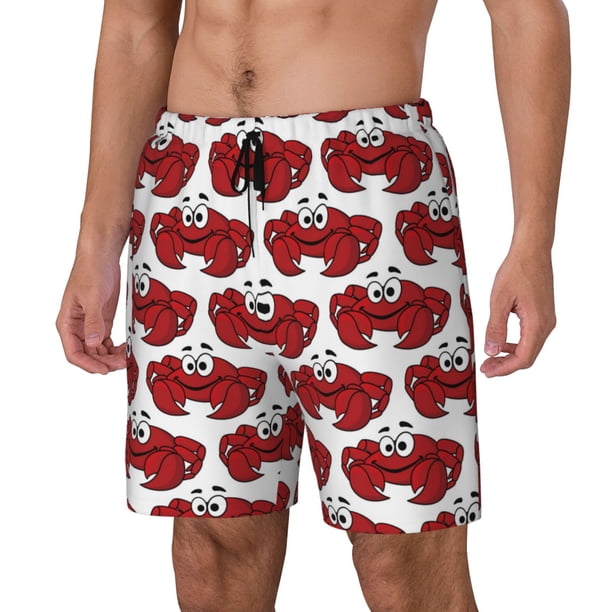 Balery Cute Red Crab Bañador para hombre, shorts de playa de secado rápido con entrepierna y forro de compresión-XX-Large