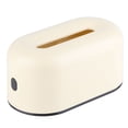 thumbnail image 2 of Caja de pañuelos de plástico moderna de amplia apertura para oficina, dormitorio y sala de estar, resistente al agua, de color amarillo crema, 2 of 8