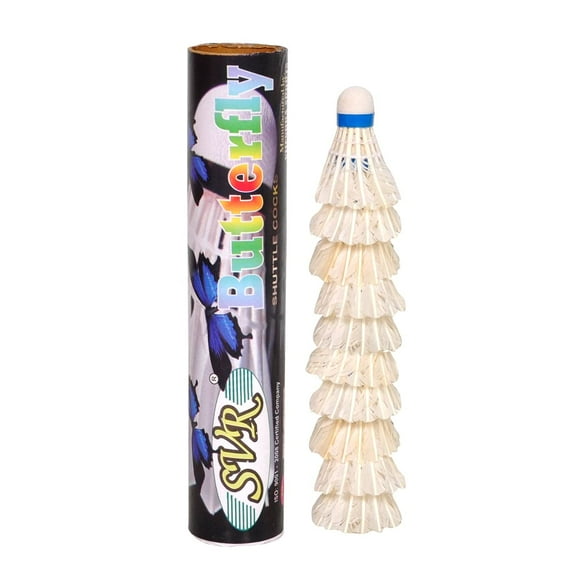 SVR Volant de Badminton à Plume Haute Vitesse Papillon / Blanc, Lot de 10