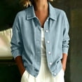 thumbnail image 6 of Women's Relaxed Fit Long Sleeve Turndown Collar Denim Button Up Cardigan Coat Jacket Comfy Versatile Spring Winter Outfits | CSEONE,Light Blue XL, 6 of 7