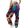 thumbnail image 4 of Tejiojio Women's Casual Trousers Printing Drawstring Pants Waist Long Pants Sweatpants With Pocket, 4 of 6