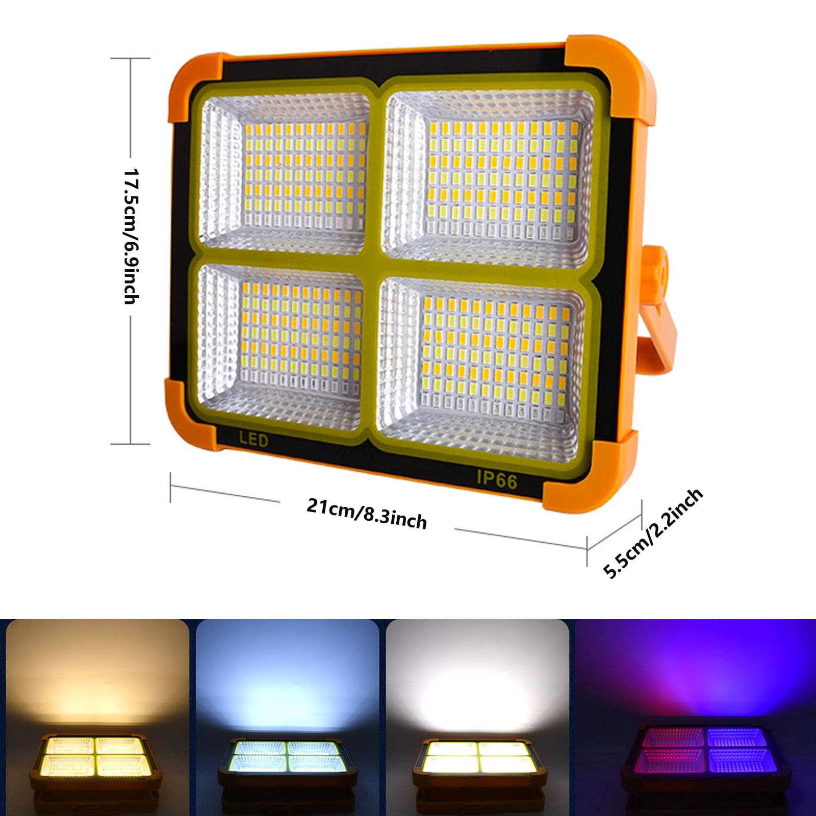 JSOT 100W Portable LED Solar Work Light, 288LED 10000LM Rechargeable Worklight with 5 Modes, IP66 Waterproof Solar Outdoor Light with 5000mAh Battery for Emergency, Repair, Camping