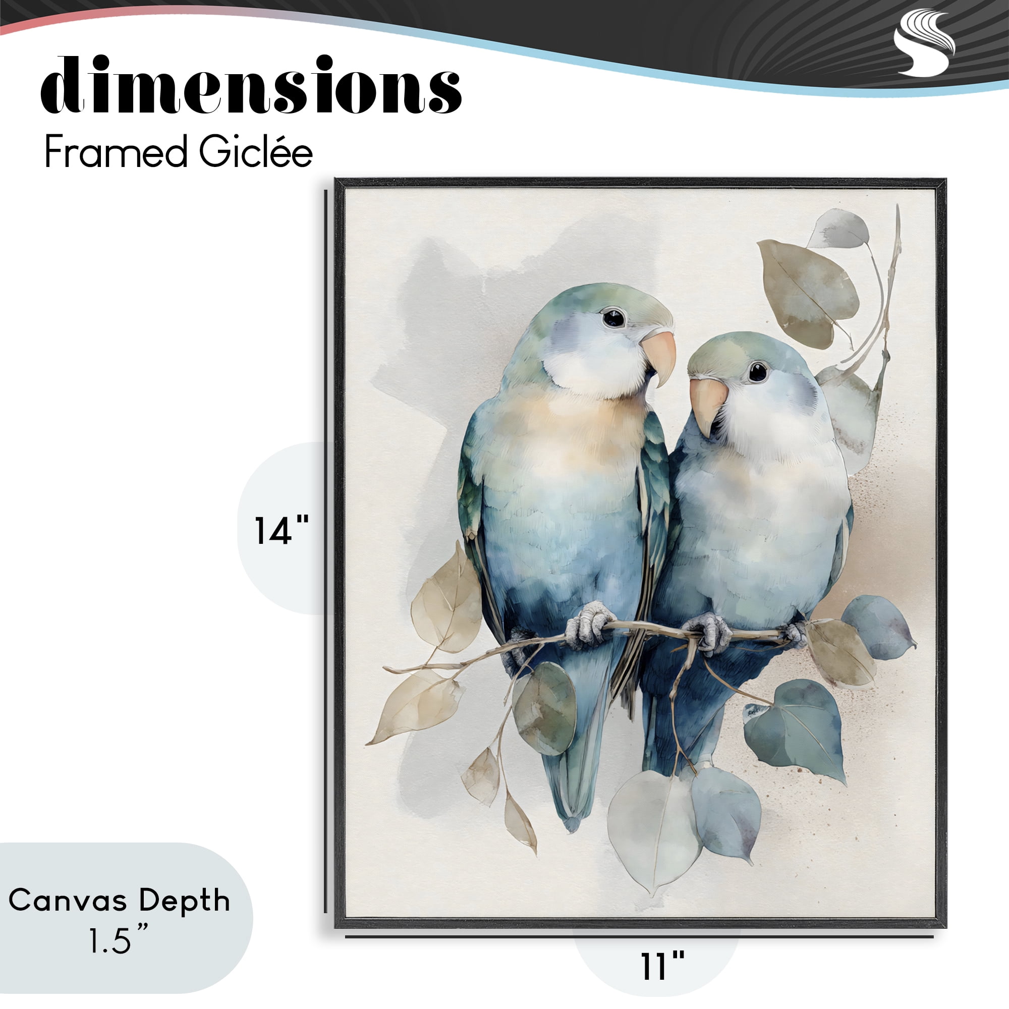 Stupell Industries Blue Bird Lovers Black Framed Giclee Art, design by Franklyn Gregory