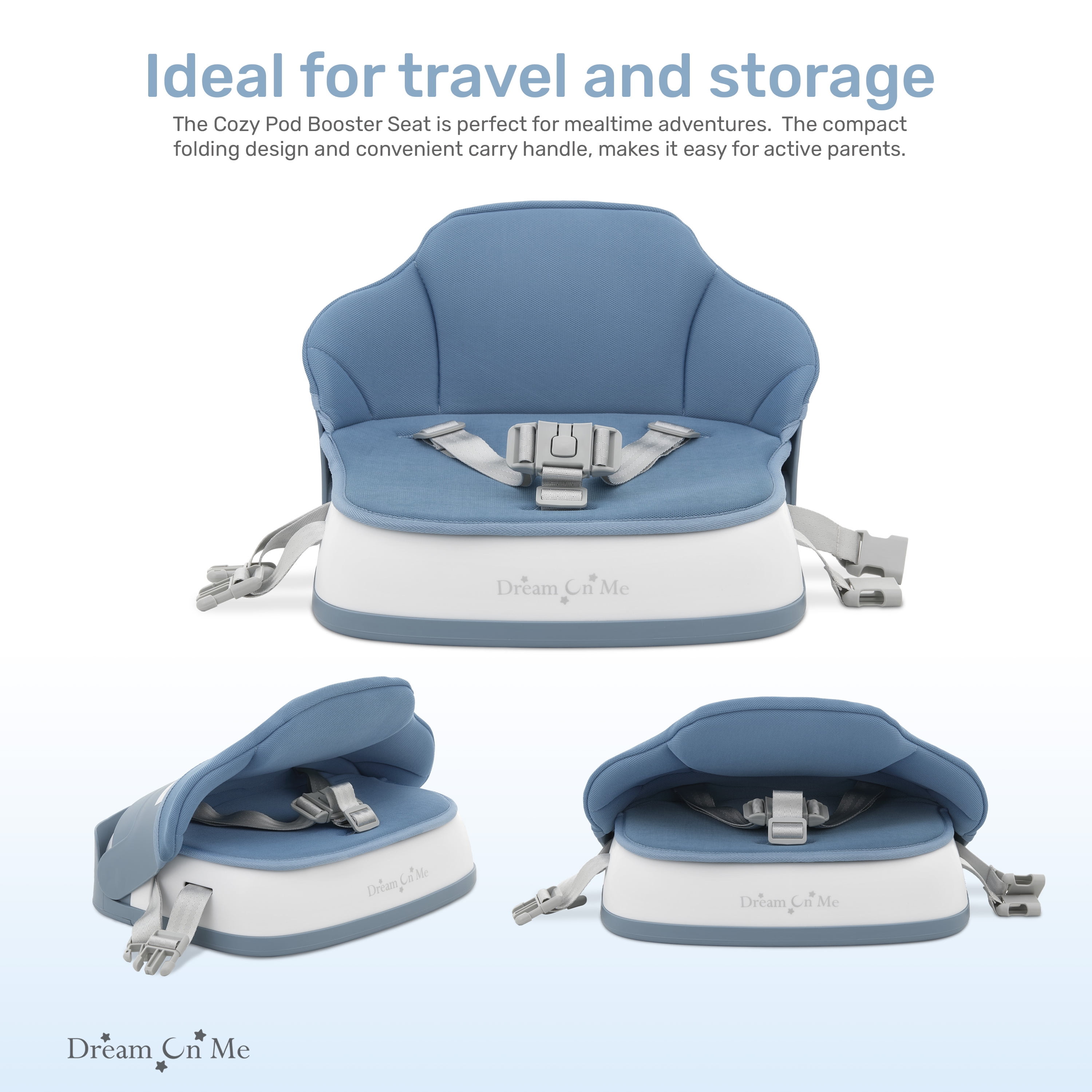 Dream On Me Cozy Pod Booster Seat with Removable Cover, Blue