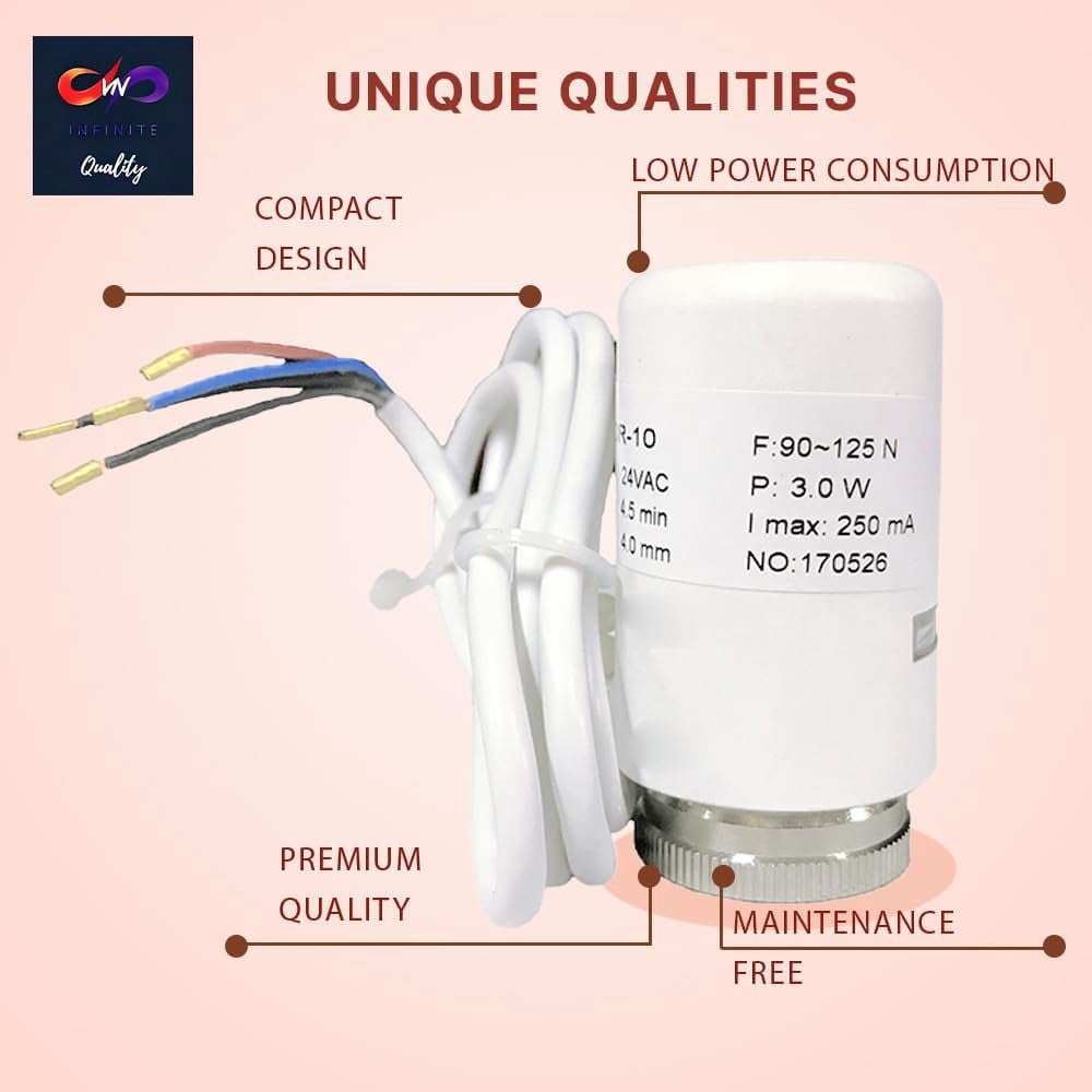 DMNI 4 Wire Thermal Actuator - 24 Volts Thermal Actuator - Radiant Floor Heating Manifold