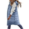 thumbnail image 6 of UQJfacai Long Puffer Vest Women Sleeveless Hooded Winter Coats Warm Quilted Vests Button Down Puffy Jacket Fall Casual Outerwear, 6 of 8
