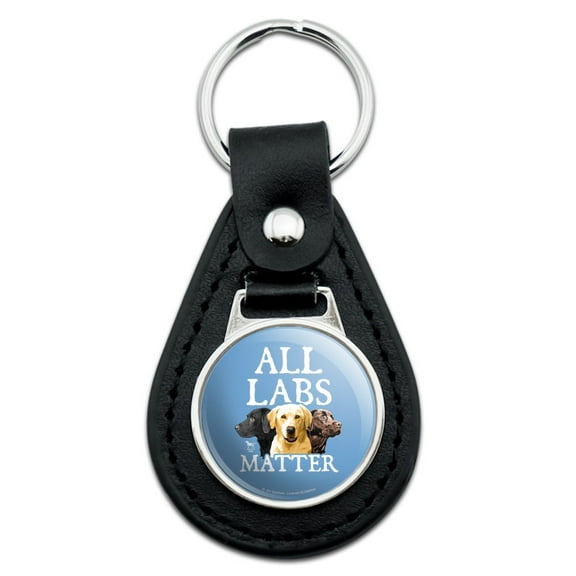 Black Leather  All Labs Matter Labrador Dogs Keychain