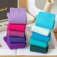 thumbnail image 2 of Summer Socks For Women Cotton Soft Mid Length Socks Comfortable Breathable Solid Color Fall Winter Simple Designer Striped Socks Black, 2 of 6