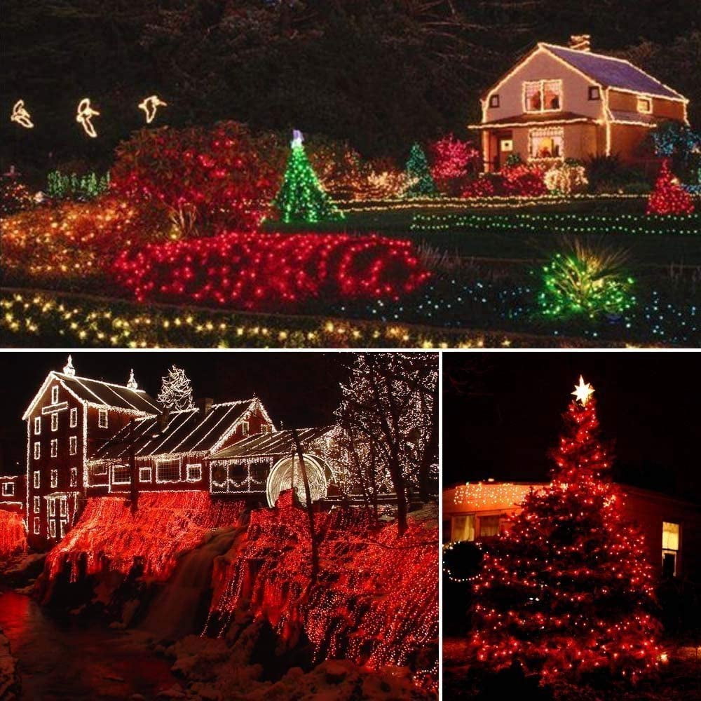 Rirool 2Pack 200 LED Red Solar Halloween Lights - 75.5ft, Waterproof Outdoor String Lights with 8 Lighting Modes for Patio, Tree - Christmas and Halloween Decorations