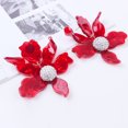 thumbnail image 4 of Red Acrylic Big Flowers Dangle Statement Earrings for Women Chic CZ Floral Bud Dangling Drop Earring, 4 of 5