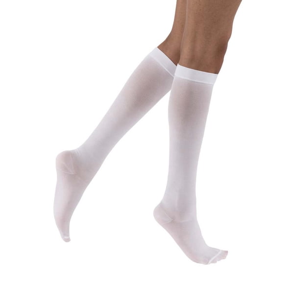 JOBST Anti-Embolism Compression Stockings, 18 mmHg, Knee High, Closed Toe, White, Small