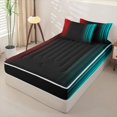 thumbnail image 2 of Erosebridal Neon Chic Zipper Queen Comforter Set with Fitted Sheet and 2 Pillowcases,Vertical Streak Print Zipper Bedding Set,Red Teal Black,Black Reversible, 2 of 6