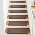 thumbnail image 2 of Pure Era Bullnose Plush Carpet Stair Treads Protector Cover 9" x 30" Indoor Shaggy Rug Self Adhensive Set of 12,Brown, 2 of 12