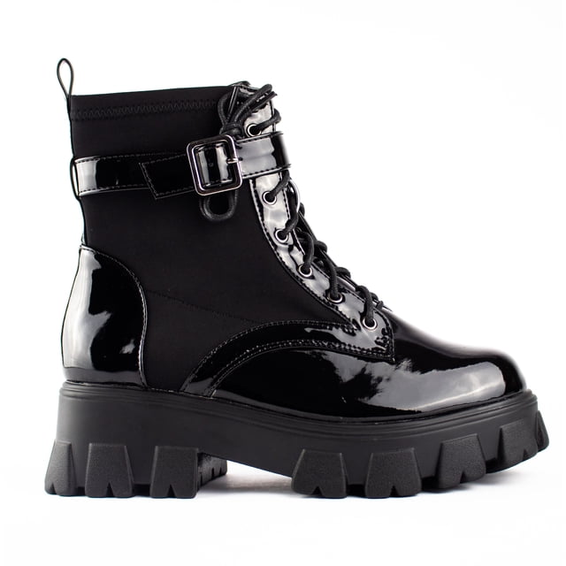 Botin Tacon Ancho Charol Casual para Mujer Hanna MX Lorde Black