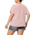 thumbnail image 3 of Agnes Orinda Women's Plus Size Blouses Floral Button Down Shirts V Neck Tops Ruffle Sleeve Casual Top 3X Pink, 3 of 7
