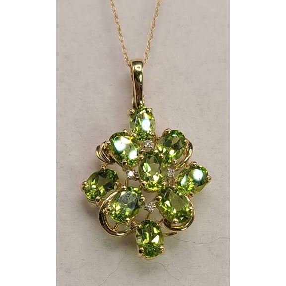 2.00CT Peridot 925 Silver Women's 18" Chain Pendant 14K Yellow Gold Plated