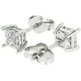 thumbnail image 2 of Divine_creation 925 Sterling Silver 1.33 Ct Princess Cut White Diamond Push Back Stud Earring's 14K White Gold Plated For Women's, 2 of 3