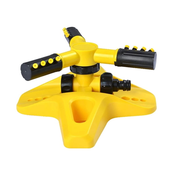 360° Rotating Garden Sprinkler with 3-Arm System - Automatic Lawn Watering, Adjustable Nozzles, Durable Plastic, Yellow & Black, for Efficient Outdoor Irrigation, Sprinklers for Lawn