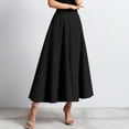 thumbnail image 2 of MIXUE Skirts For Women Summer Solid Color Elastic High Waist A Line Elegant Casual Maxi Skirt Daily-Wear,Black,One Size, 2 of 8