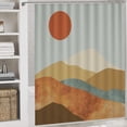 thumbnail image 5 of Sun And Mountain Boho Art 4 Piece Bathroom Shower Curtain Sets with Non-Slip Rugs, Toilet Lid Cover and Bath Mat Modern Mid Century Landscape Artwork Waterproof Shower Curtain, 5 of 8