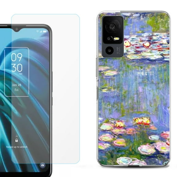 OneToughShield ® for TCL 40 XE 5G Shockproof Fashion Phone Case, with Tempered Glass Screen Protector - Water Lilies