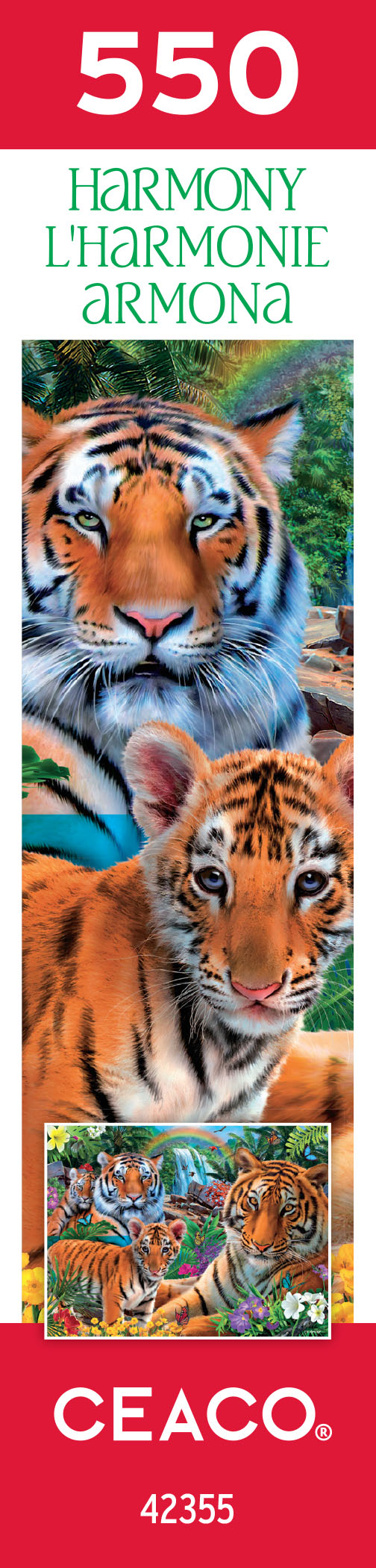 Ceaco 550-Piece Harmony Tiger Family Interlocking Jigsaw Puzzle