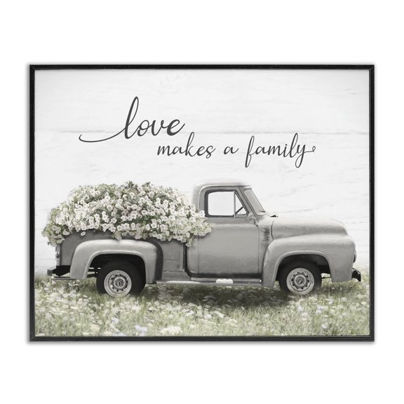 Stupell Industries Rustic Lodge Love Makes Family Flower Blossom Filled Truck Black Framed Giclee Art, 14 x 11, by Lori Deiter