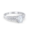 thumbnail image 2 of Solitaire Floral Accent Oval CZ Wedding Ring 925 Sterling Silver Size 4, 2 of 3