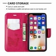 thumbnail image 6 of Allytech iPhone X Case, iPhone XS Case, Slim Fit PU Leather Folio Butterfly Embossed Shockproof Wrist Hand Strap Flip Cards Holder Wallet Case TPU Back Cover for Apple iPhone XS/X, Red, 6 of 8