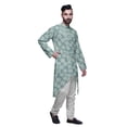 thumbnail image 2 of Atasi Long Sleeve Kurta Printed Button Down Asymmetric Designer Kurta For Boys, 2 of 5