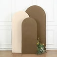 thumbnail image 3 of BalsaCircle 7 ft Taupe Fitted Matte Spandex Round Top Wedding Arch Backdrop Stand Cover Party Events Decorations, 3 of 8