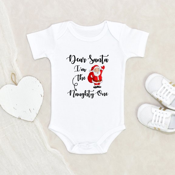 Newbabywishes - Dear Santa I'm Naughty Christmas Baby Clothes for Boys and Girls - Baby Clothing
