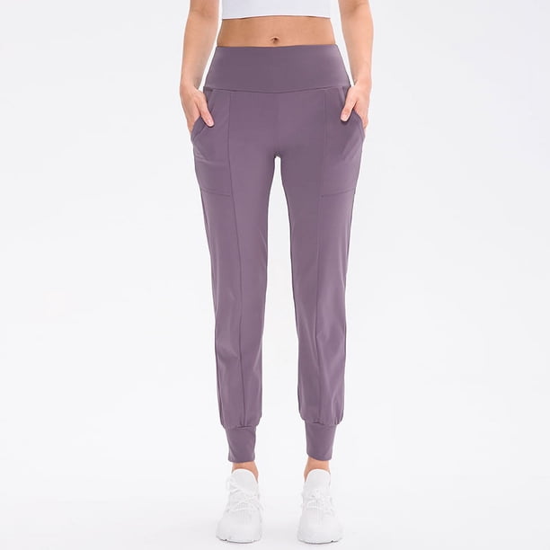 Pantalones deportivos holgados para mujer, con puntera para la pierna, para ocio, correr, entrenamiento físico, pantalones de yoga con cintura alta y bolsillos elásticos