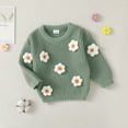 thumbnail image 2 of Infant Baby Girls Clothes Baby Girls Sweaters Infant Girls Long Sleeve Round Neckline Cute Flower Solid Color Sweaters Green 6-12 Months, 2 of 8