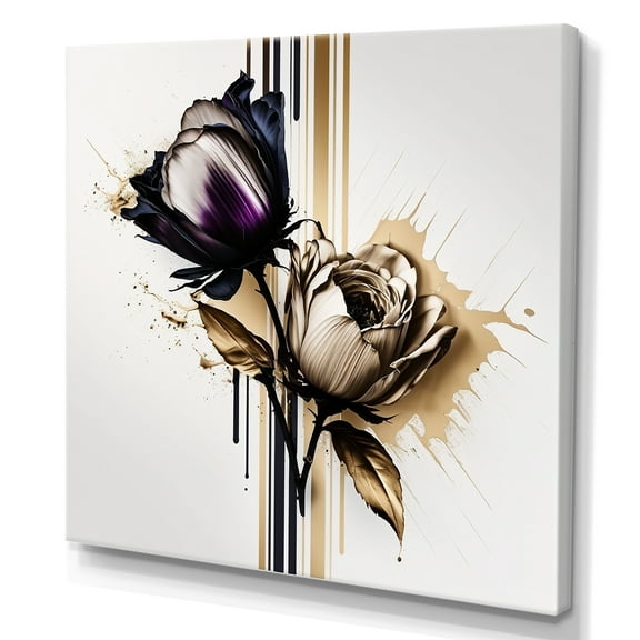 Designart Purple Flower Flower On Abstract Paint III Canvas Wall Art