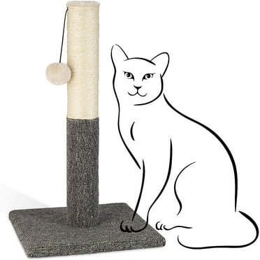 PAWBEE Cat Scratching Post with Sisal Rope & Hanging Ball Toy, 20”