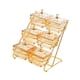 thumbnail image 3 of Cuencos para servir con tapa y rejilla metálica Cuencos extraíbles para refrigerios Multicapa divididos ámbar, 3 of 9